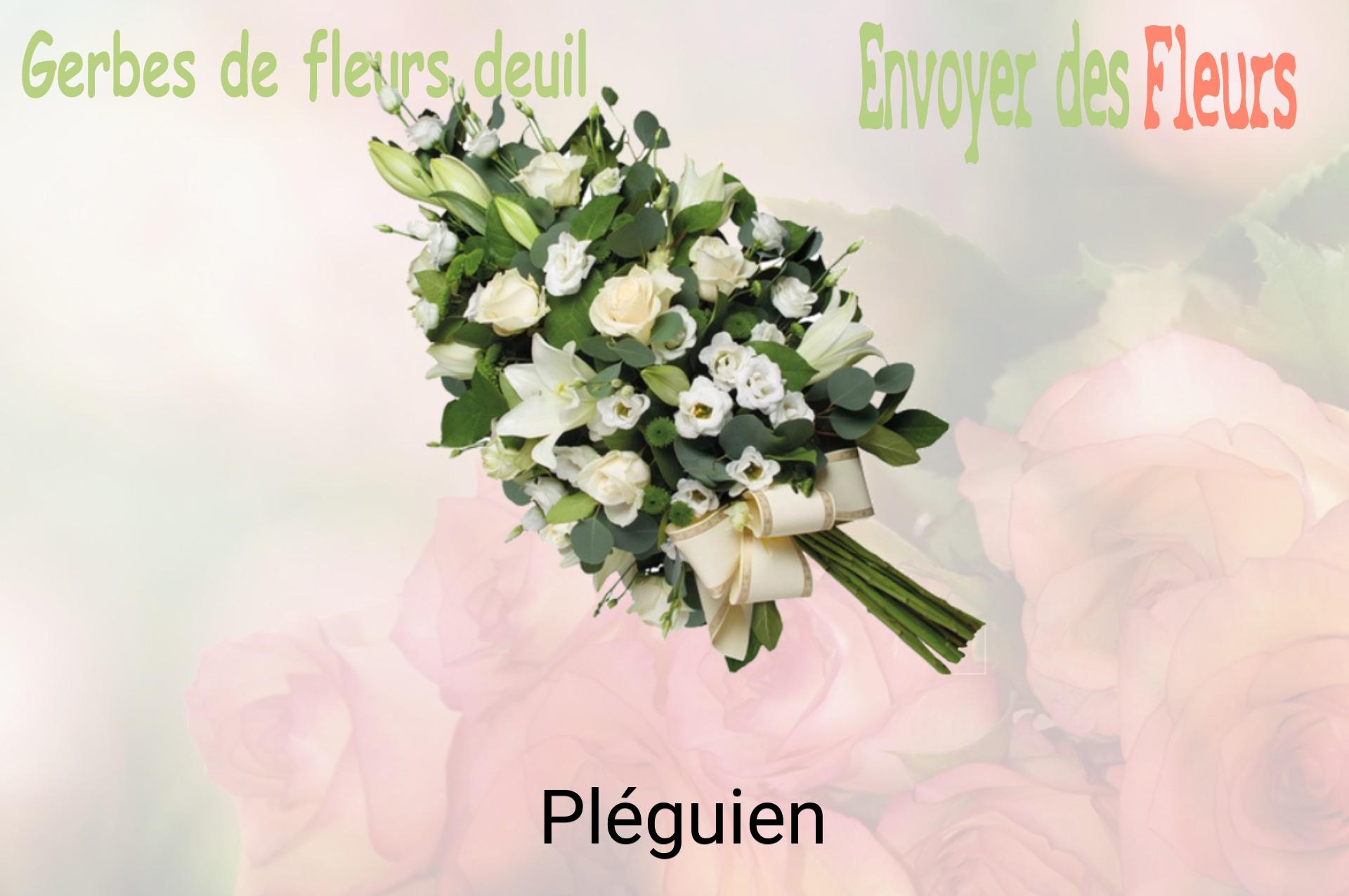 Gerbe de fleurs de deuil livrée à Pléguien